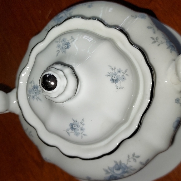 Sugar bowl with lid 💙 platinum silver band by Johann Haviland  Blue Garland - Picture 5 of 15